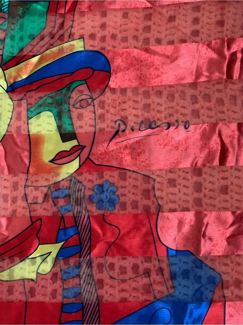 Vintage Picasso Abstract Big Bold Square Silk Scarf Tapestry